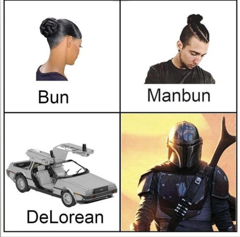 funny memes and pics - shoulder - Bun DeLorean Manbun