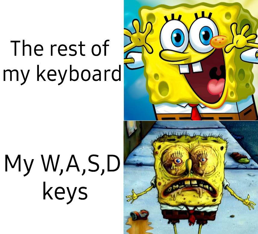 funny dank memes - funny spongebob memes - The rest of my keyboard My W,A,S,D keys a