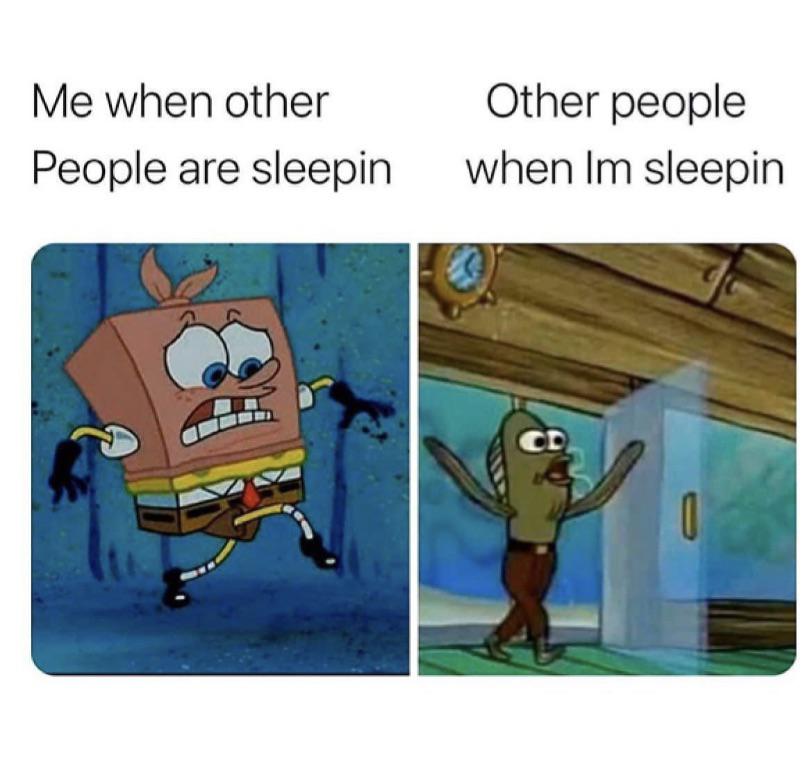 funny memes - cartoon - Me when other People are sleepin Other people when Im sleepin