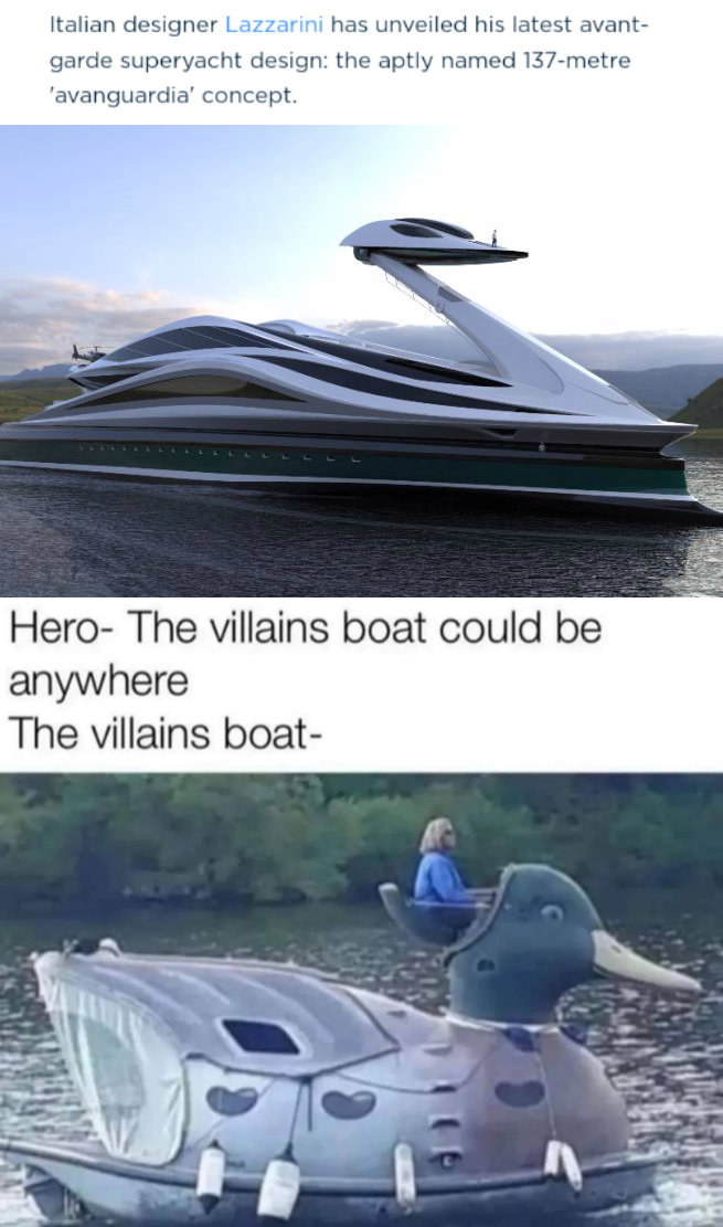 water transportation - Italian designer Lazzarini has unveiled his latest avant garde superyacht design the aptly named 137metre 'avanguardia' concept. Hero The villains boat could be anywhere The villains boat