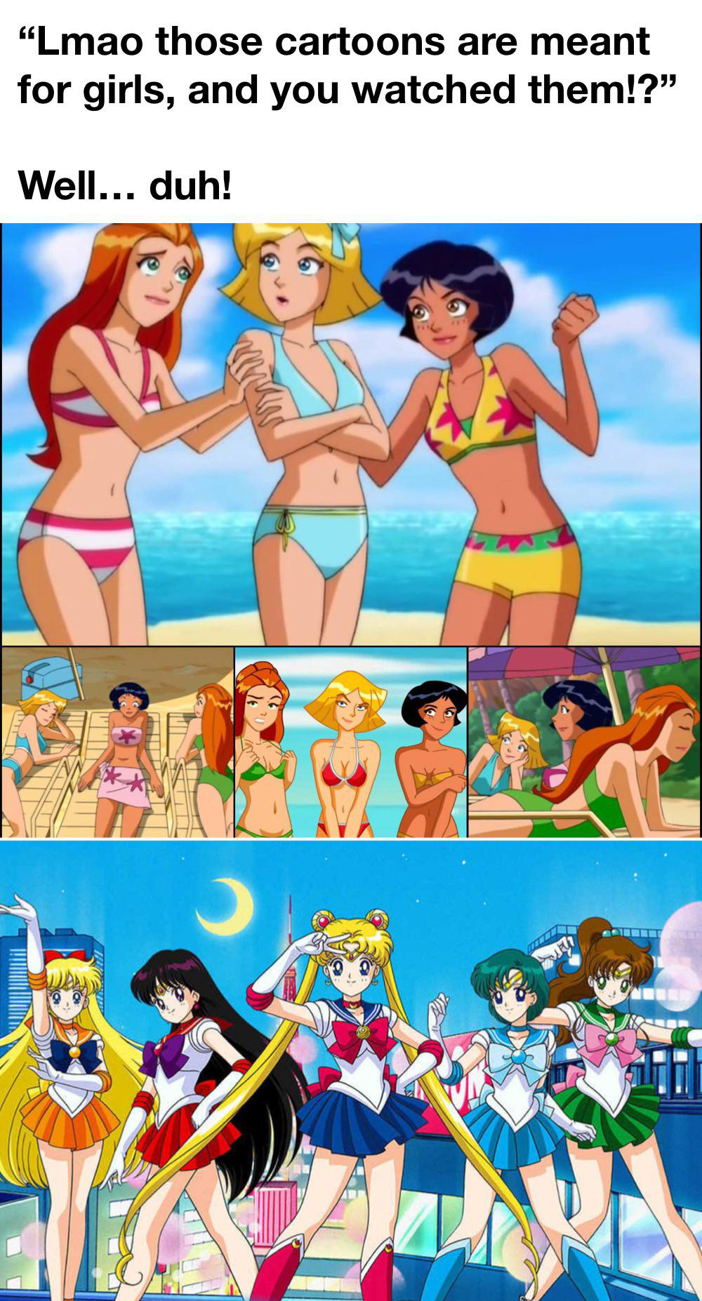 funny memes and pics - sailor moon - "Lmao those cartoons are meant for girls, and you watched them!?" Well... duh! Camina