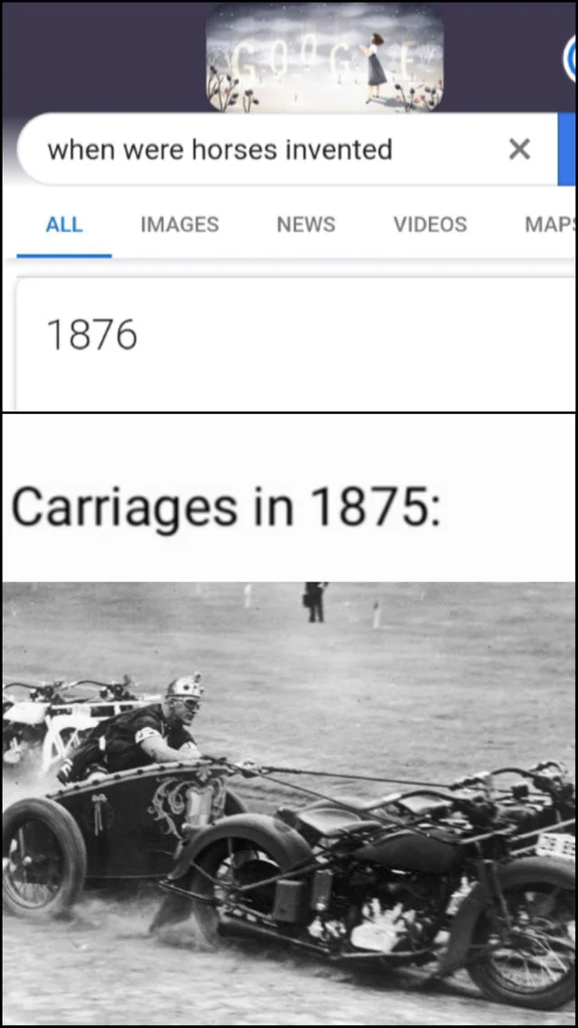 dank memes  - motorcycle chariot racing - when were horses invented All 1876 Images News Videos Carriages in 1875 X Map