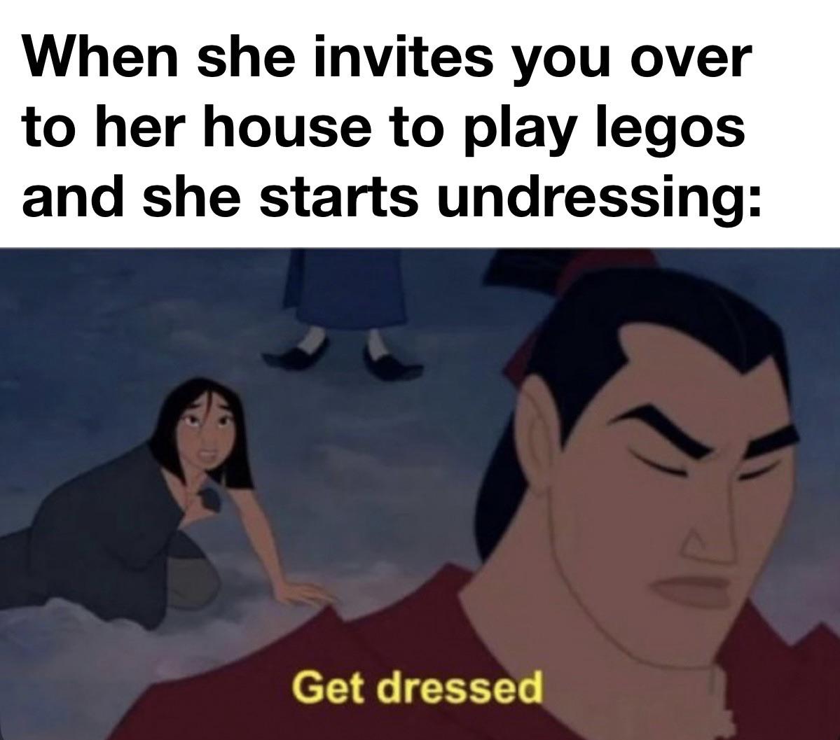 funny memes and pics - cartoon - When she invites you over to her house to play legos and she starts undressing Get dressed