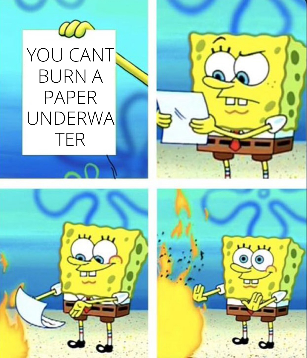 funny memes - Internet meme - You Cant Burn A Paper Underwa Ter Mie