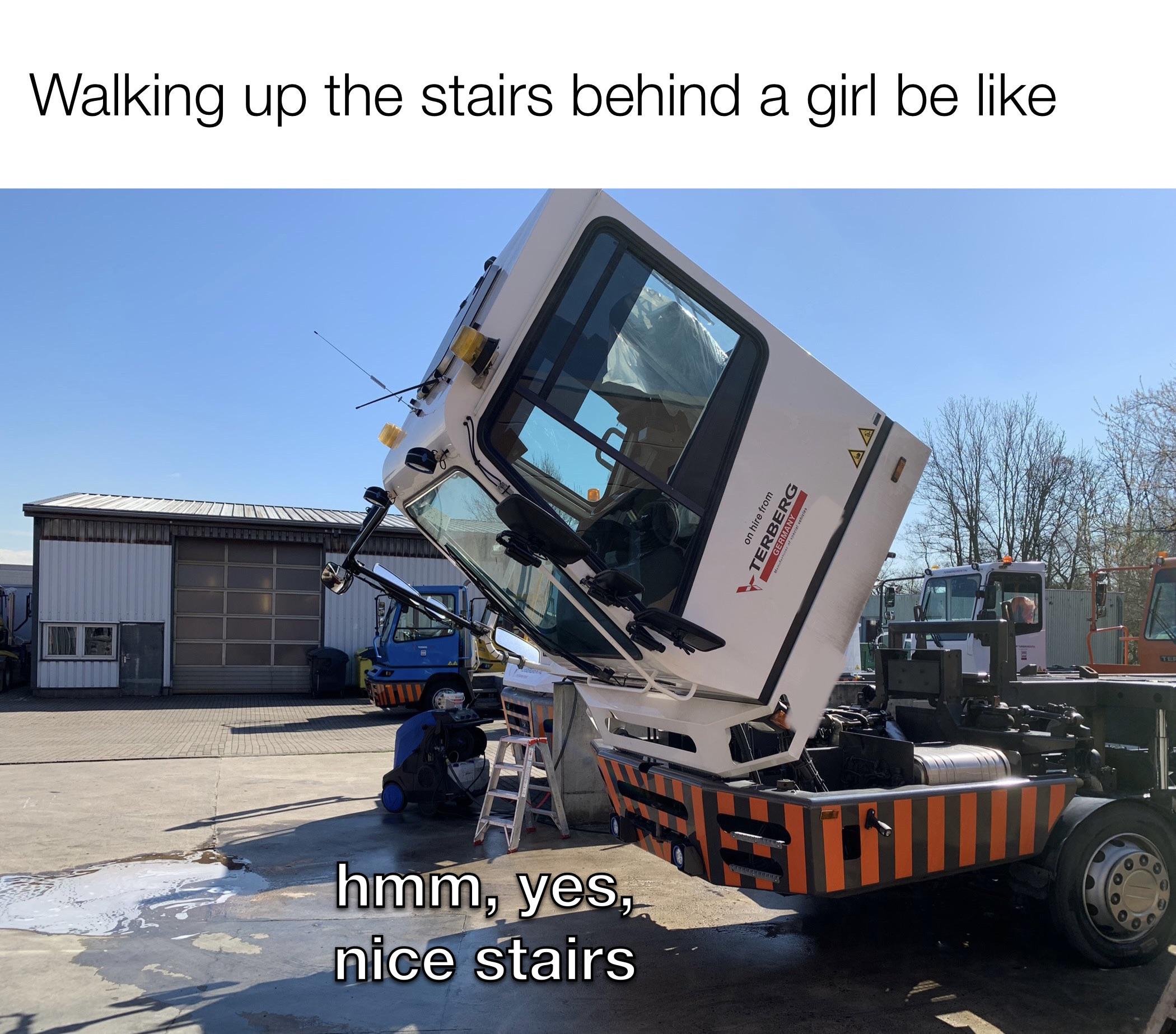 funny memes and pcis - Meme - Walking up the stairs behind a girl be www hmm, yes, nice stairs fom D Erbe Ta
