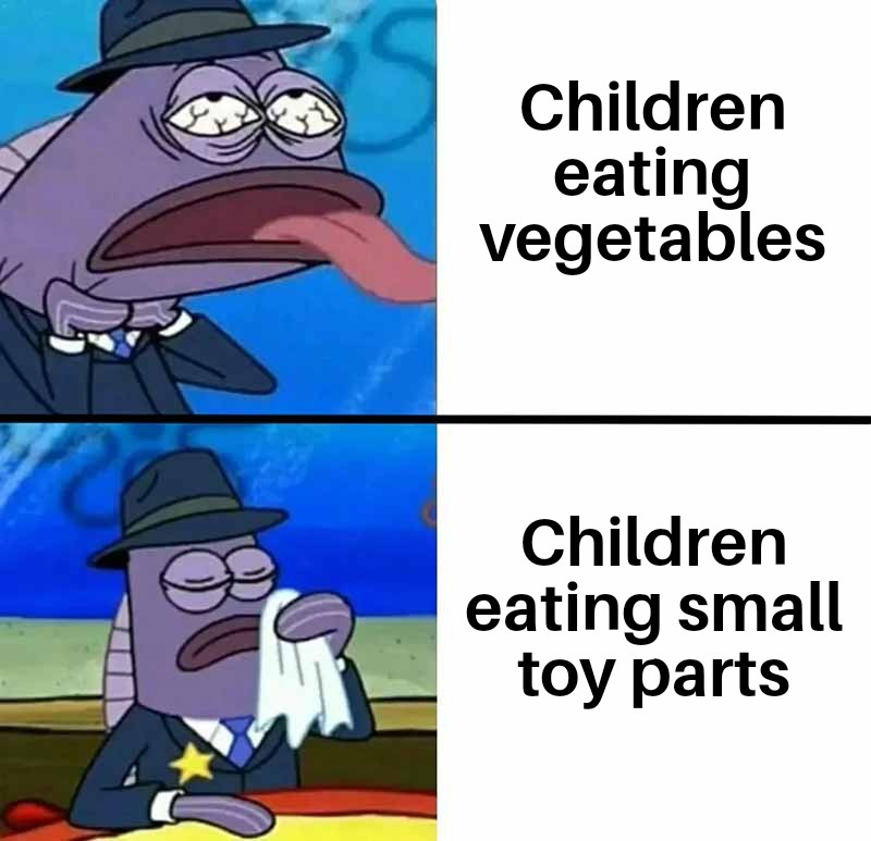 funny memes and pcis - Internet meme - Children eating vegetables Children eating small toy parts