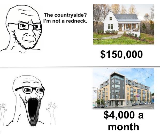 dank memes - Meme - The countryside? I'm not a redneck. $150,000 $4,000 a month