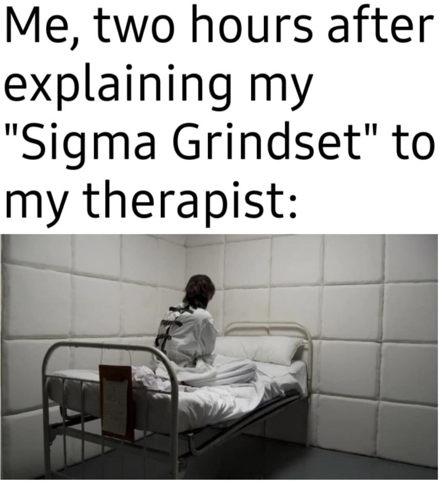 dank memes - psychiatric ward pgh - Me, two hours after explaining my "Sigma Grindset" to my therapist