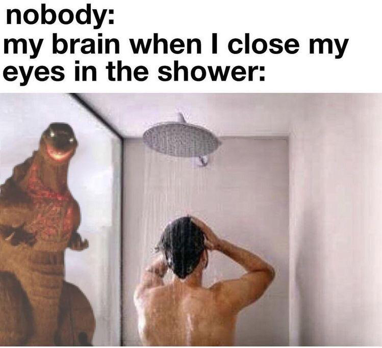 funny memes - nobody my brian when j close my eyes in the shower - nobody my brain when I close my eyes in the shower