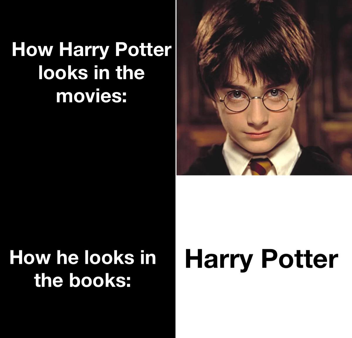dank memes - harry porter - How Harry Potter looks in the movies How he looks in Harry Potter the books
