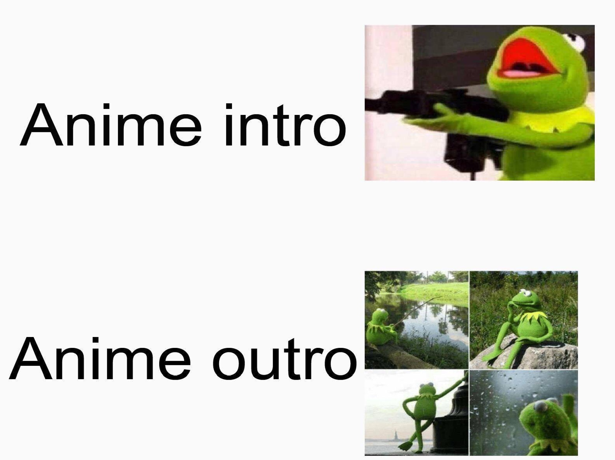 funny friday memes - anime intro vs outro meme - Anime intro Anime outro