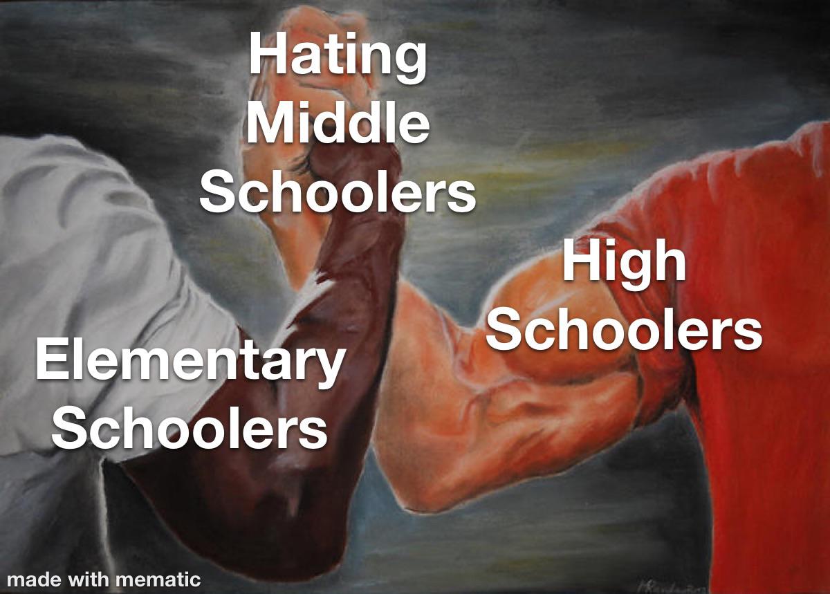 dank memes - Hating Middle Schoolers Elementary Schoolers made with mematic High Schoolers