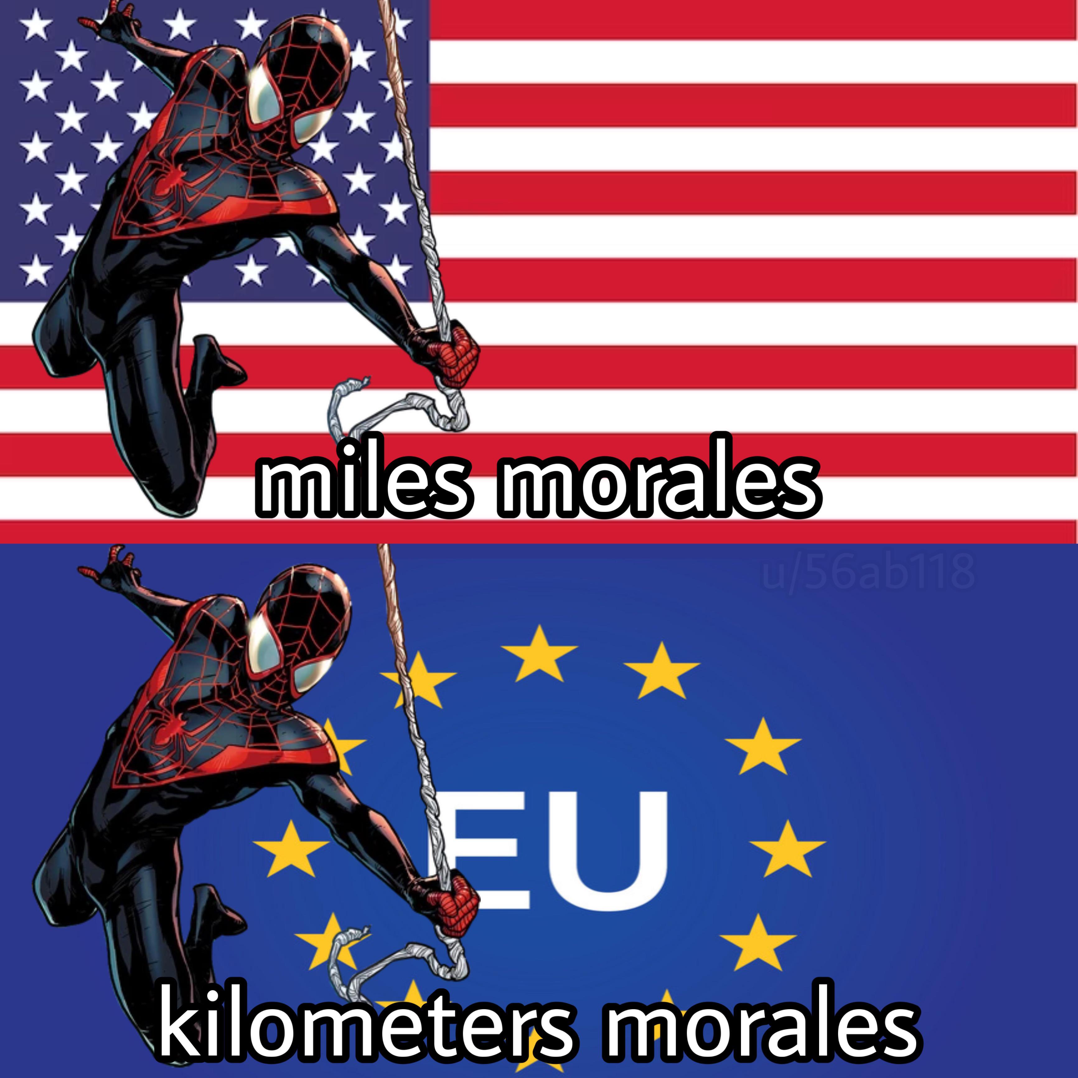 dank memes - cartoon - miles morales Eu kilometers morales