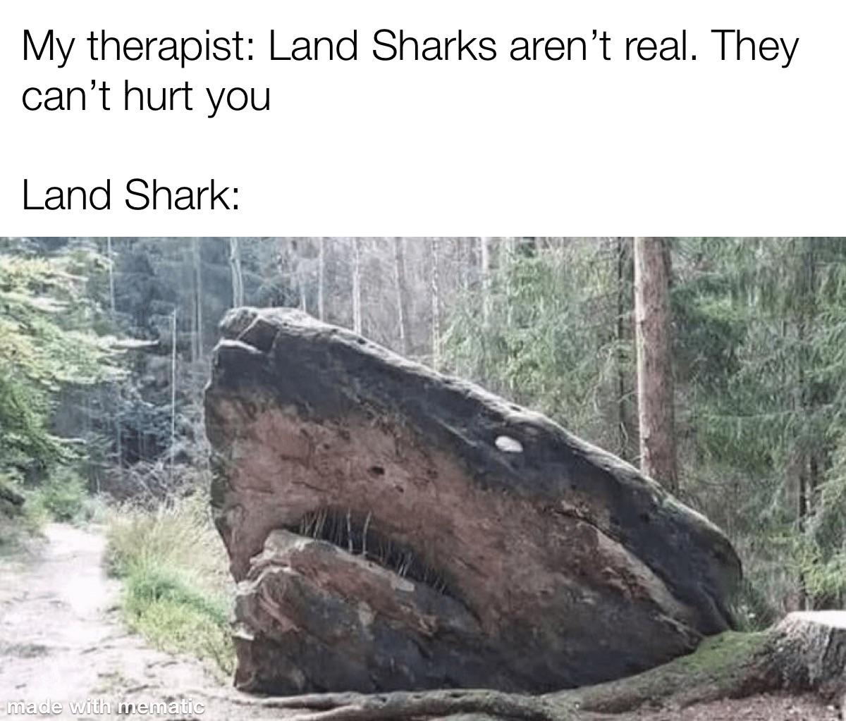 dank memes - outcrop - My therapist Land Sharks aren't real. They can't hurt you Land Shark made with mematic