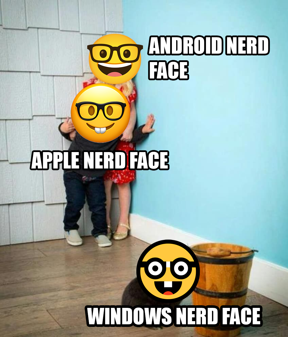 trending memes - mascot - Oo Android Nerd Face Apple Nerd Face Windows Nerd Face
