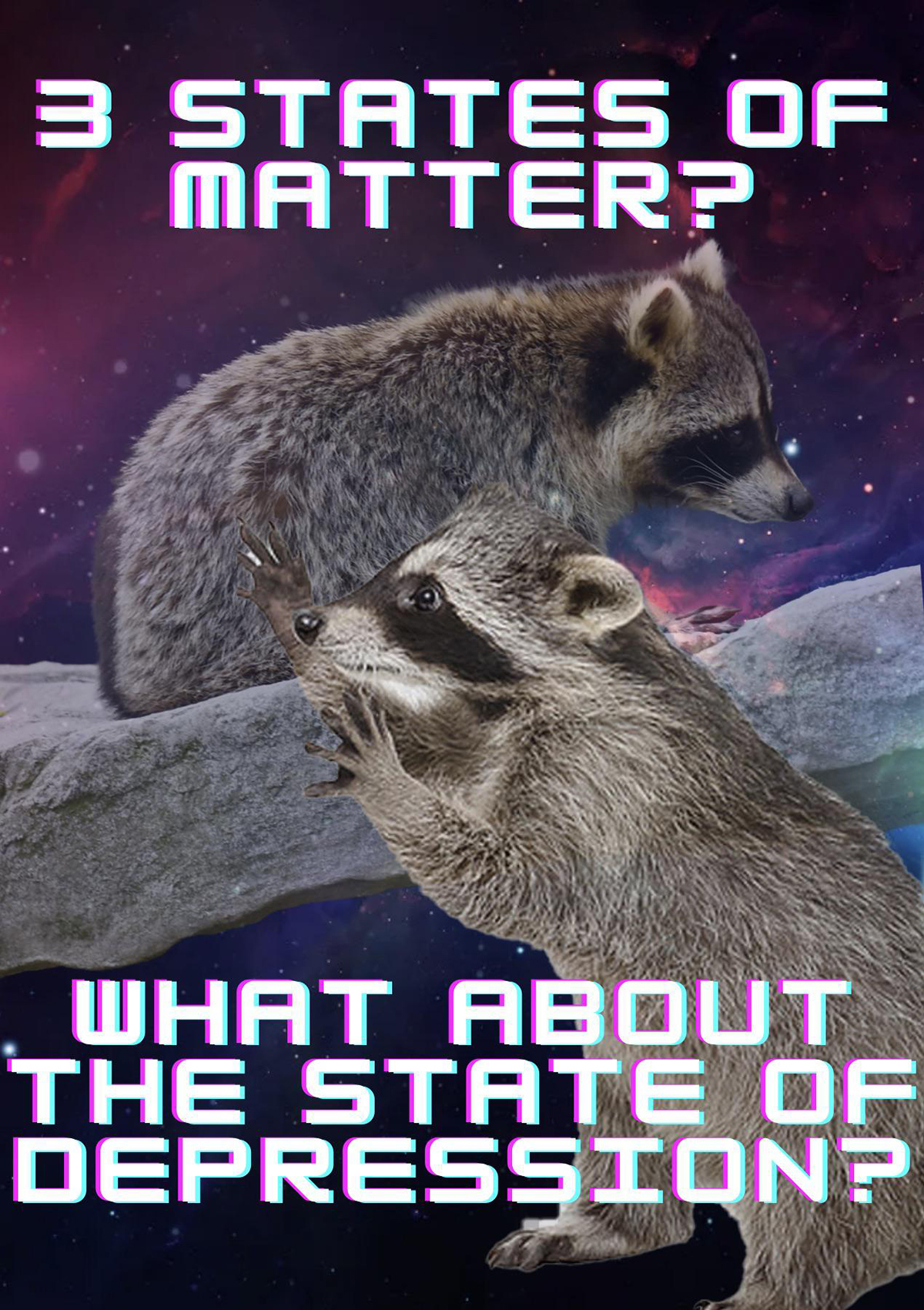 dank memes - raccoon - 3 States Of Matter? What About The State Of Depression?