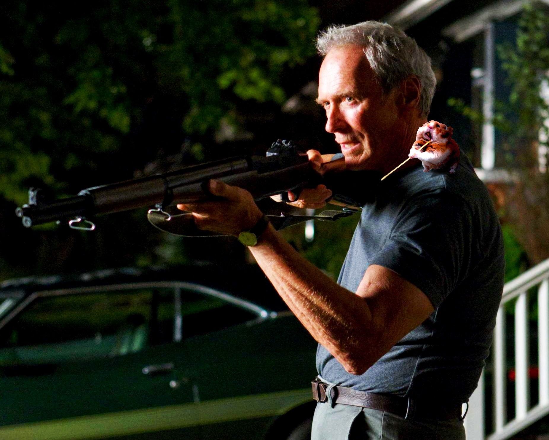 Mr.Eastwood finds a pet to help protect his Gran Torino.
