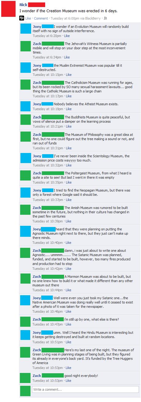 If different beliefs were museums....  what would they be like?  Convo in fb