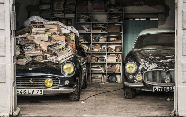 A Ferrari and an extremely rare Maserati rot in a trashed old shed.