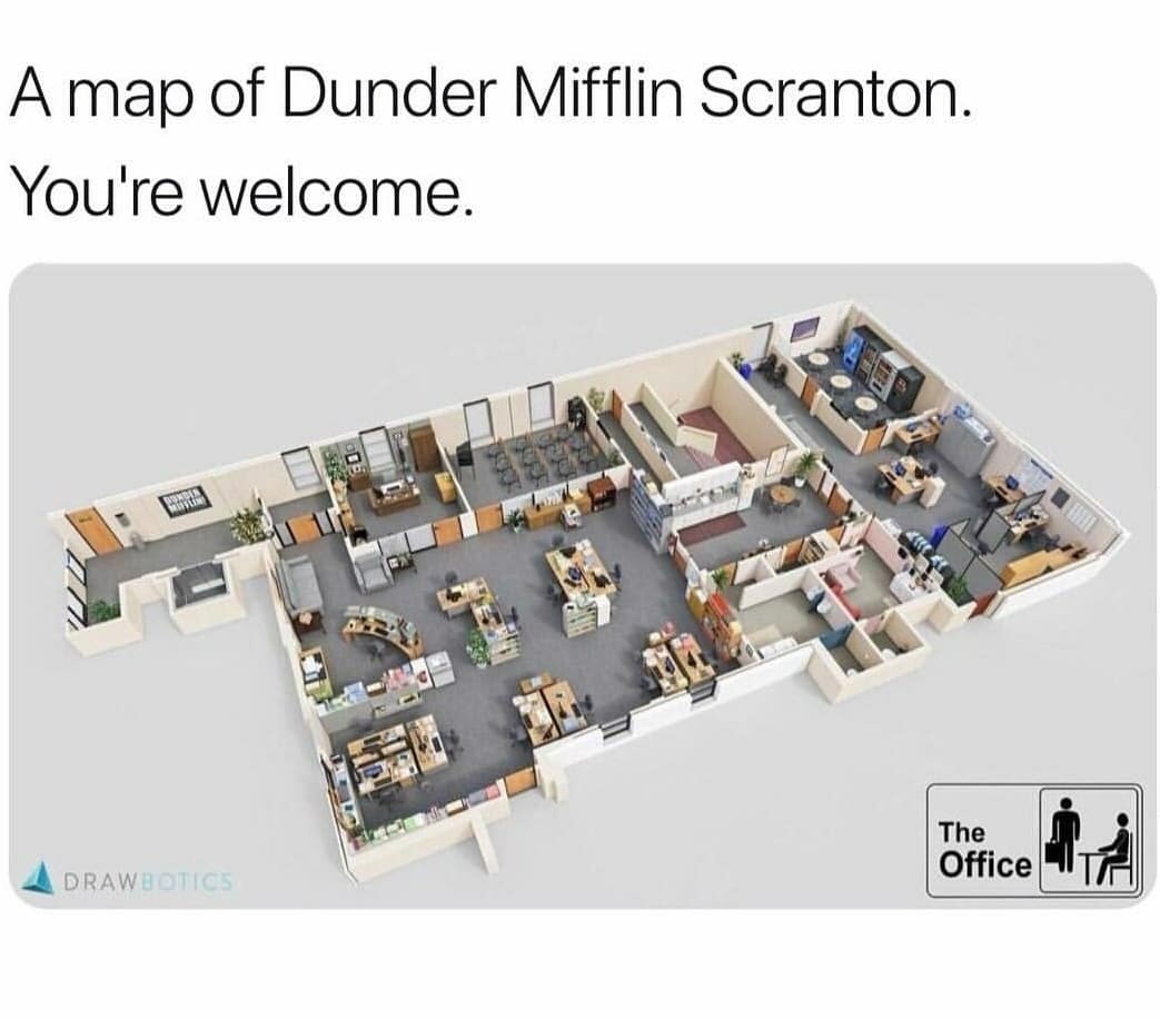 office show floor plan - A map of Dunder Mifflin Scranton. You're welcome. The Office Drawbotics