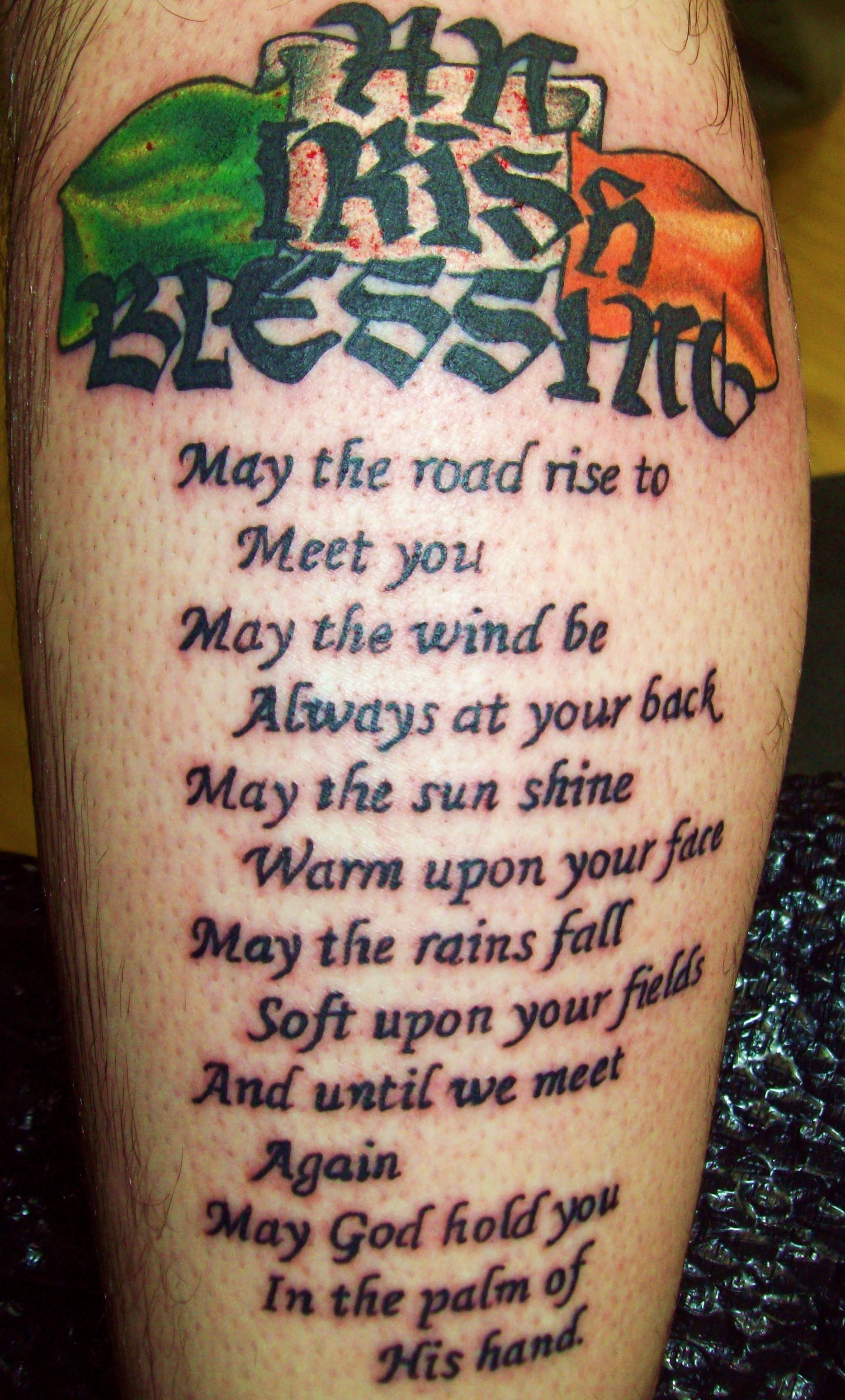 Tattoo back of the calf, i dunno he must be irish or something. It happens.