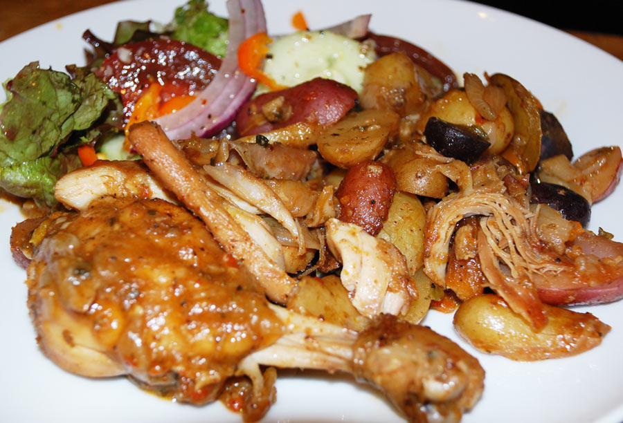 Roasted Chicken with Rainbow Potatos and Carrots