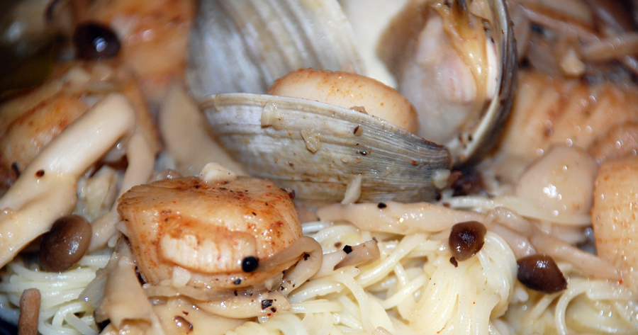 Pasta with Clams, Scallops, and Oyster Mushrooms