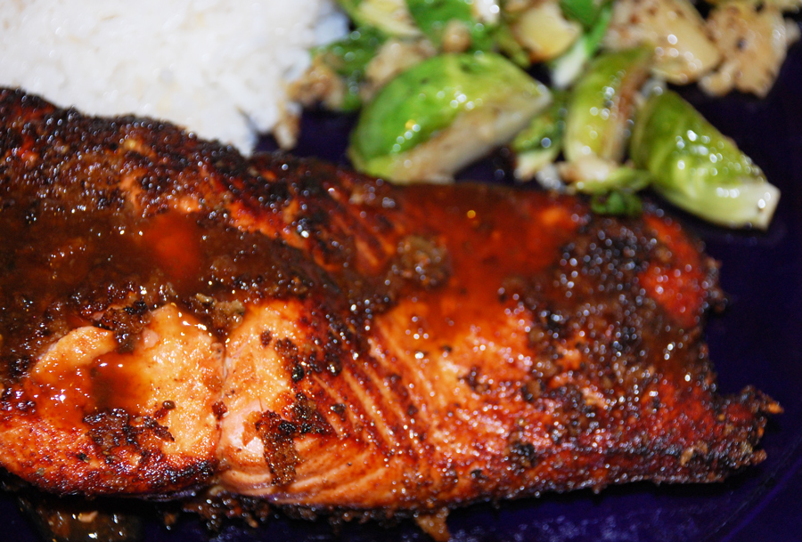 Wild Salmon with Brussel Sprouts and Rice