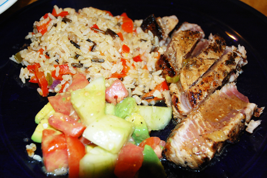 Ahi Tuna with Wild Rice and Salad
