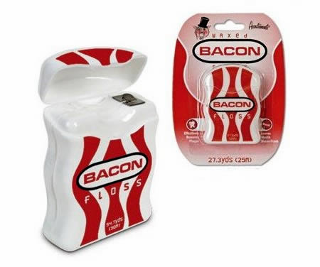 Dentists recommend flossing and we recommend bacon! With the Bacon-flavored Dental Floss ($1.95) you can improve your dental hygiene while enjoying the amazing flavor of crispy fried bacon. Is there anything bacon can't improve? 