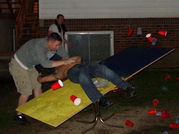 A game of beer pong got a little out of control.