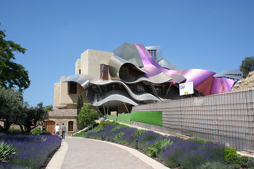 I also love the flowing lines this luxury Starwood Resort in Elciego, Spain.  The architect is of course, Frank O. Gehry. 