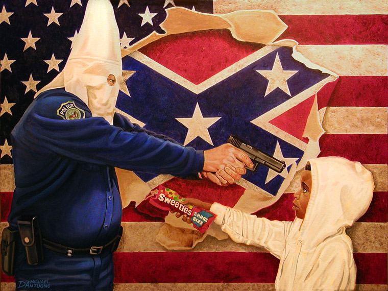 oil painting inspired by the death of Trayvon Martin