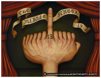 The middle finger 13
