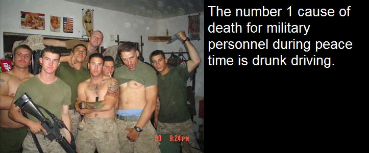 photo caption - The number 1 cause of death for military personnel during peace time is drunk driving. 3 90 Pm