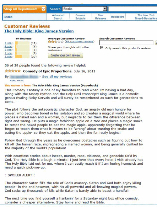 amazon bible review - Search Books Shop All Departments Books Browse Advanced Search New Releases Bestsellers Subjects The New York Tees Bestseller Customer Reviews The Holy Bible King James Version 64 Reviews Search Customer Reviews 12 6 Average Customer