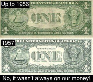 one dollar bill - Up to 1956 Cone Erike 1957 "Le United States Of America Cone No, it wasn't always on our money!