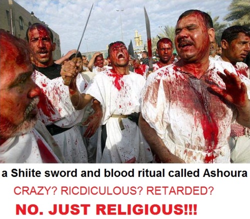 religion is the cancer of humanity - a Shiite sword and blood ritual called Ashoura Crazy? Ricdiculous? Retarded? No. Just Religious!!!
