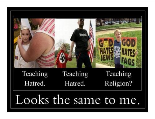 photo caption - God God Hates Wh Jews Or Teaching Hatred. Teaching Hatred. Teaching Religion? Looks the same to me.