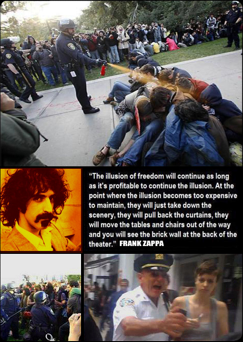 cop pepper spray - "The illusion of freedom will continue as long as it's profitable to continue the illusion. At the point where the illusion becomes too expensive to maintain, they will just take down the scenery, they will pull back the curtains, they 
