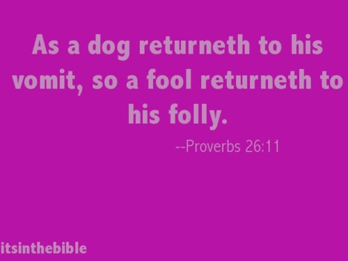 cover up for your lies - As a dog returneth to his vomit, so a fool returneth to his folly. Proverbs itsinthebible