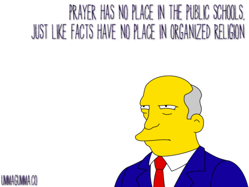 cartoon - Prayer Has No Place In The Public Schools. Just Facts Have No Place In Organized Religion Imnadum