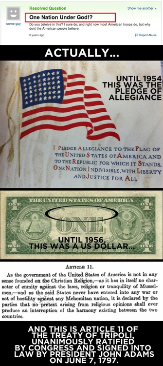 american money christian - some guy Resolved Question Show me another One Nation Under God!? Do you believe in this? I su do, and right now most American troops do, but why dont the American people believe. years ago Report Abuse Actually... Until 1954 Th