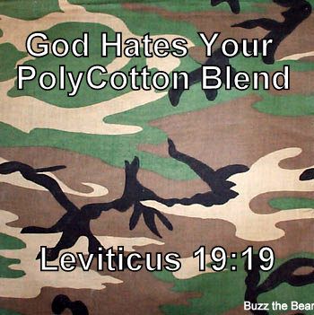 woodland camo - God Hates Your Poly Cotton Blend Leviticus Buzz the Bear