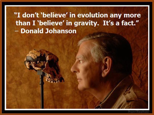 donald johanson - "I don't believe' in evolution any more than I 'believe' in gravity. It's a fact." Donald Johanson Hoject Beaphegy