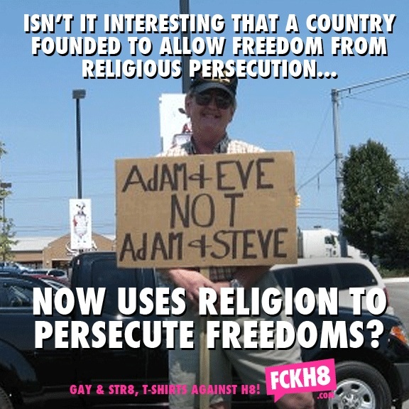 car - Isn'T It Interesting That A Country Founded To Allow Freedom From Religious Persecution... Ajameve Not Ajam 4 Steye I Now Uses Religion To Persecute Freedoms? FCKH8 Gay & STR8, TShirts Against H8! .Com