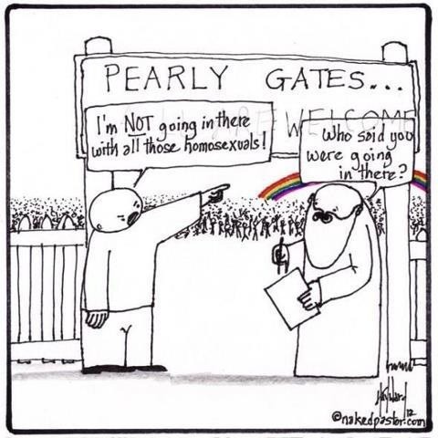 pearly gates meme - Pearly Gates. I I'm Not going in there I w Islam W W with all those homosexuals! | Who soid you were going in there? .com