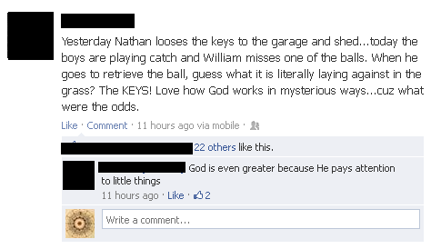 Good ol' God. Ignoring those in pain to find your keys.