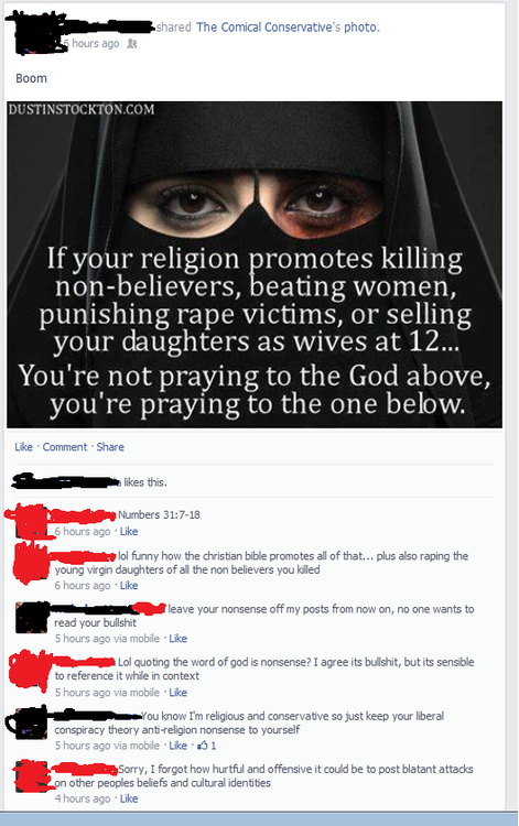 Prime example of how a religious person has no place mocking another religion.