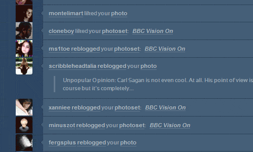 screenshot - montelimart d your photo cloneboy d your photoset Bbc Vision On msitoe reblogged your photoset Bbc Vision On scribbleheadtalia reblogged your photo Unpopular Opinion Carl Sagan is not even cool. At all. His point of view is course but it's co